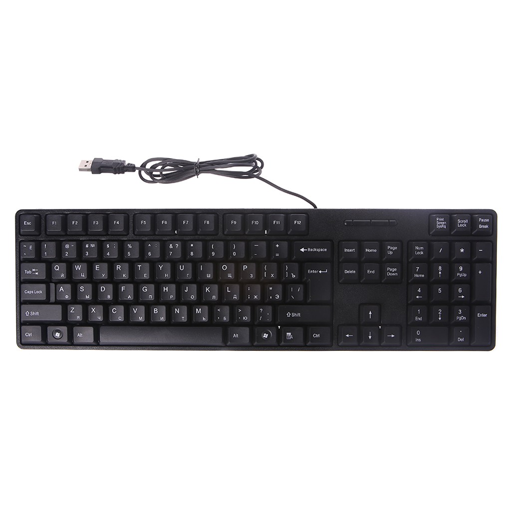 Russian/ English Silent Keyboard Waterproof Office Keyboard for Windows Computer