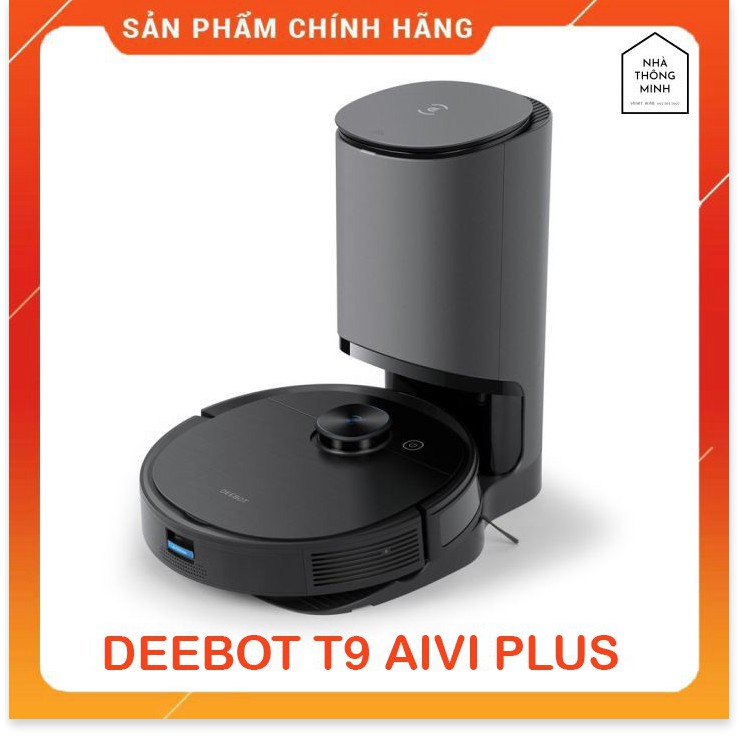 Robot Hút Bụi Lau Nhà Ecovacs DEEBOT T9 AIVI PLUS  - Robot Thông Minh Có Thùng Rác Tự Động, Mới Nhất 2021 APP TIẾNG VIỆT