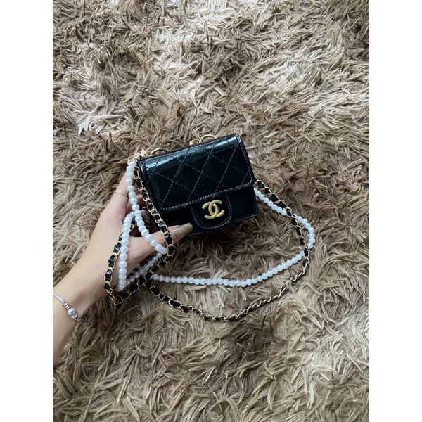 Túi Mini Đeo Chéo Phối Dây Ngọc, Túi Xách Nữ Tag X