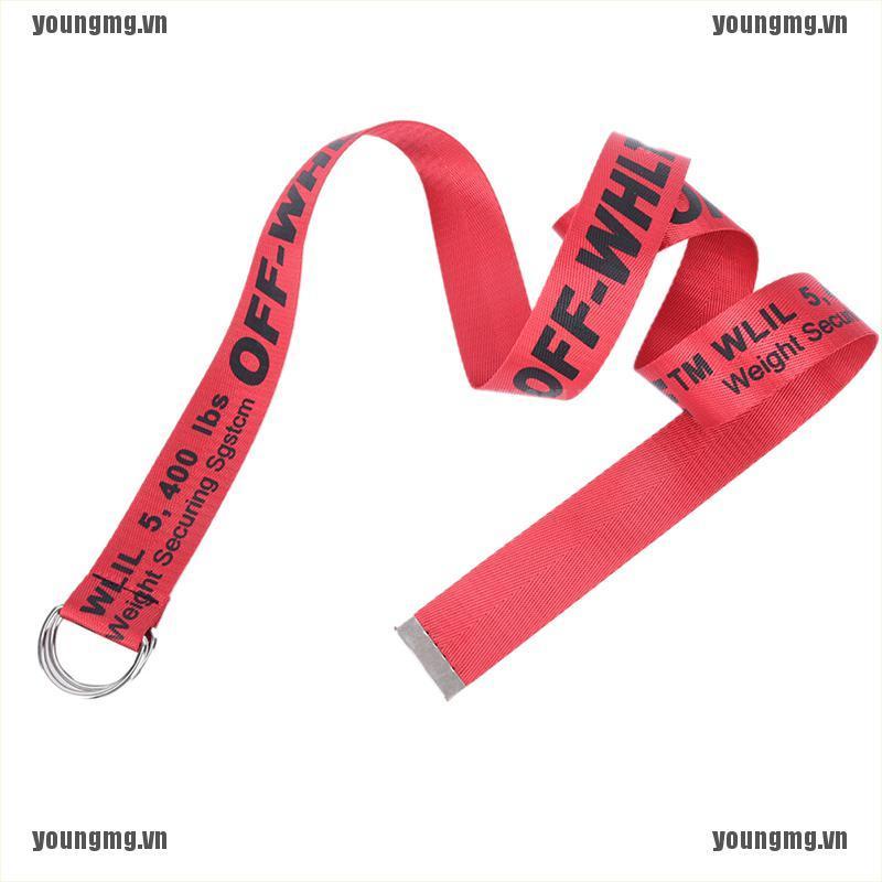 YG OFF-WHITE Thắt Lưng Vải Canvas Thêu Chữ Phong Cách Hip Hop