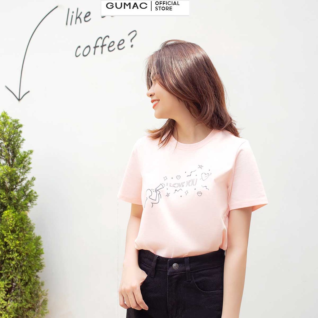 [Mã WABRGUM giảm 10% tối đa 30K đơn 99K] Áo thun nữ thời trang GUMAC thiết kế in chữ ATC01028
