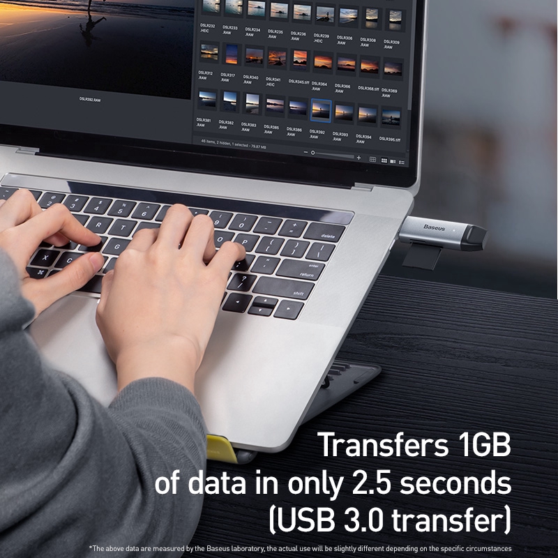 Đầu Đọc Thẻ Nhớ Baseus USB 3.0 Type C Dành cho Laptop Chuyển Đổi Thẻ SD Micro SD TF Thiết Kế 2 Trong 1 | BigBuy360 - bigbuy360.vn