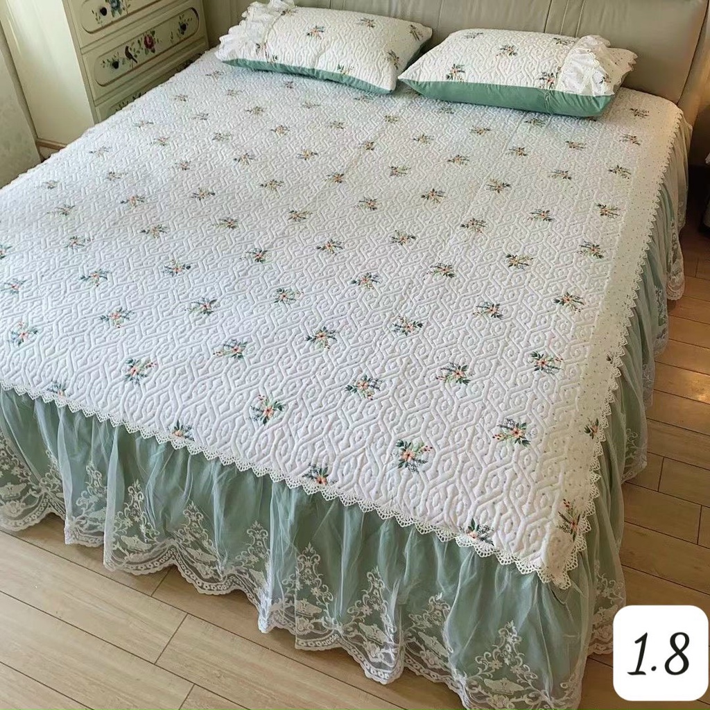 [ LOẠI 1] Bộ Thảm Ga giường Kèm 2 Vỏ Gối Nỉ Nhung Phối Bèo Dài Công Chúa Siêu Xinh, Mẫu Mới Nhất 2022 đủ Kích Thước