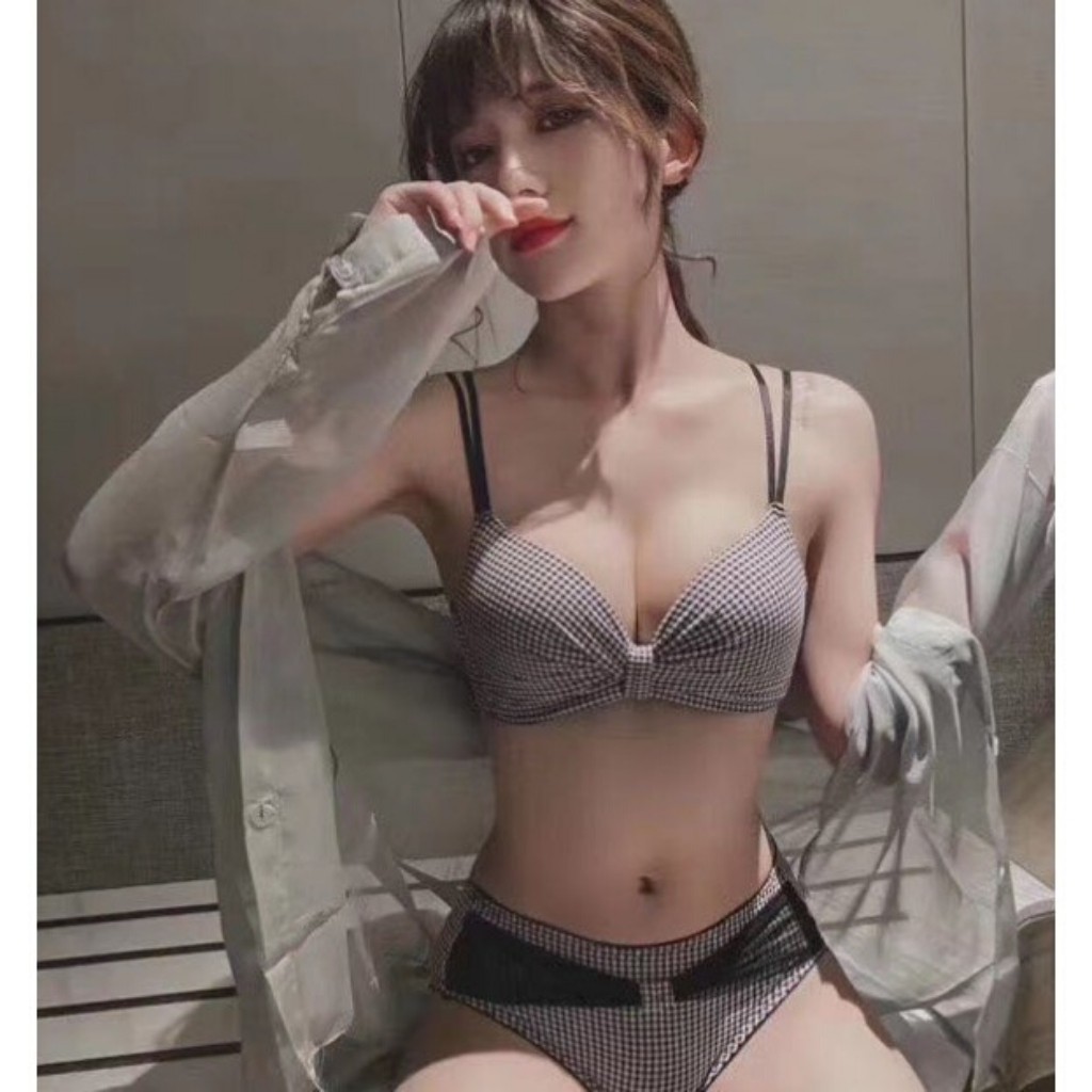 Áo lót nữ nhún nơ kẻ caro thông hơi thoáng mát