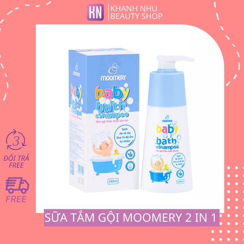 Sữa tắm gội thảo dược 2 in 1 Moomery 280ml - Bảo vệ làn da bé, dưỡng da mềm mại, hương thơm dịu nhẹ,cân bằng độ ẩm