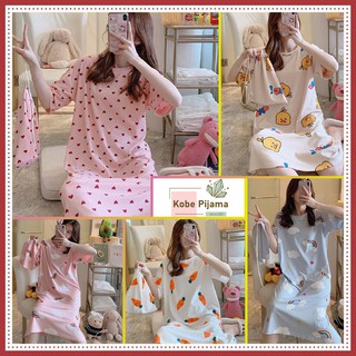 Váy Ngủ, Đầm Ngủ Pijama Nữ Cộc Tay Nhiều Màu Xinh Xắn