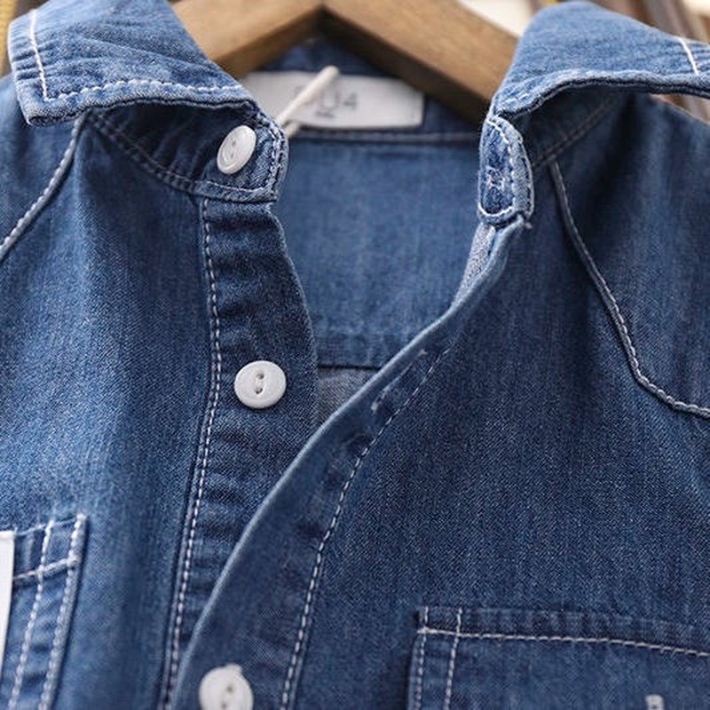 Áo Khoác Denim Tay Dài Thời Trang Xuân Thu Cá Tính Cho Bé Trai