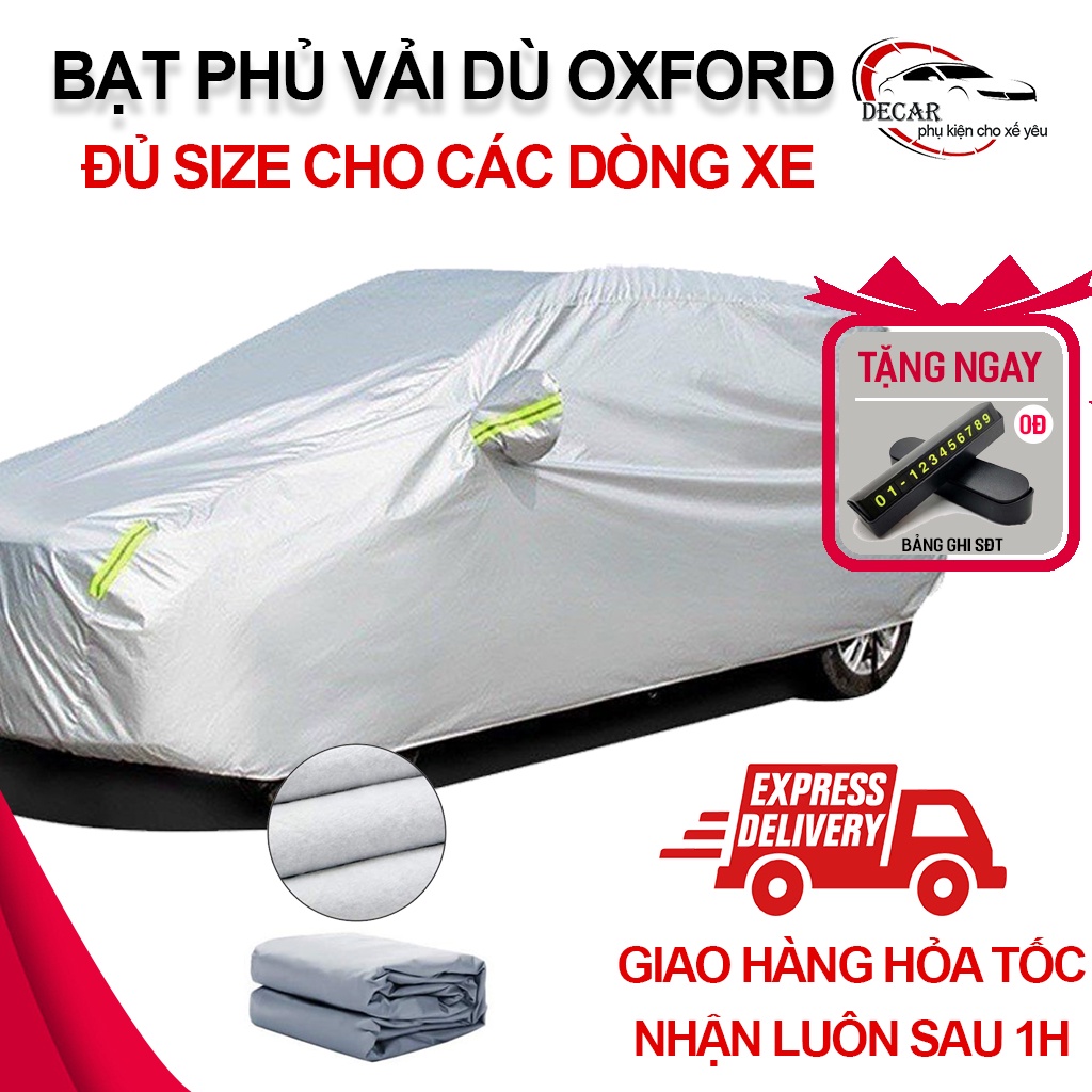 [Giao hàng hỏa tốc] bạt phủ trùm che đậy bảo vệ xe ô tô loại vải dù oxford cao cấp Huyndai, Honda, Mazda, Toyota,Kia