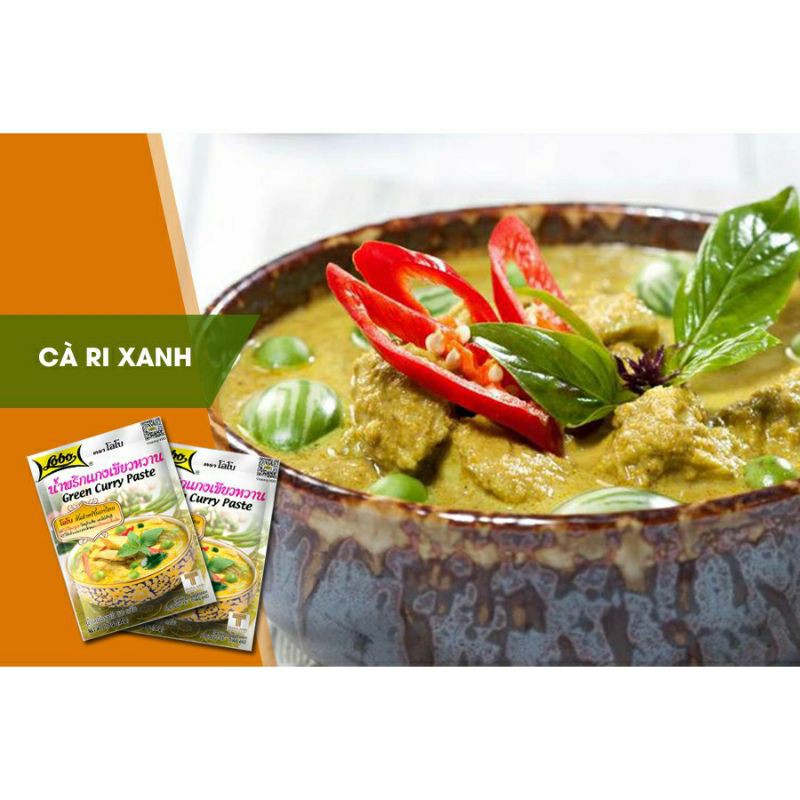 Gói Gia vị cà ri Thái Lobo 50gr, có 3 vị: ĐỎ - XANH - VÀNG / Red - Green - Yellow Curry Paste -->