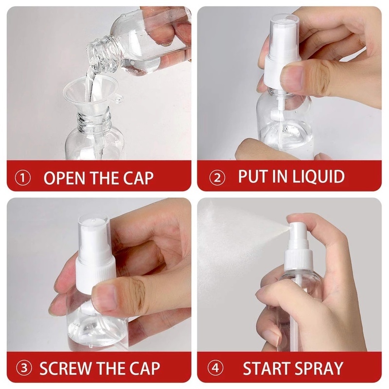 Bình Xịt Nước Hoa Rỗng Bằng Nhựa Trong Suốt 5/10/20/30/50/80/120/150/200/250ml