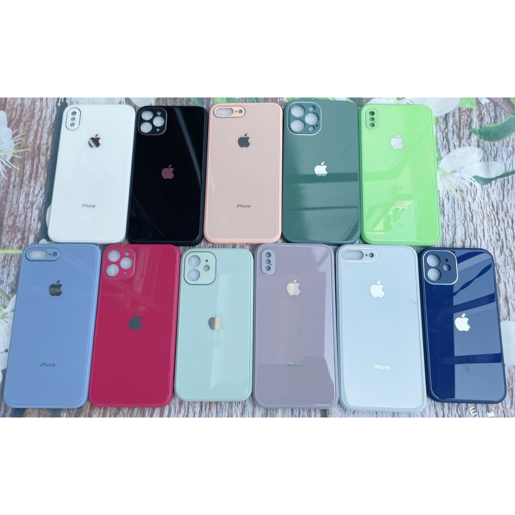 Ốp Kính Viền Vuông 💖 𝘍𝘳𝘦𝘦𝘴𝘩𝘪𝘱 💖 Ốp Lưng Iphone Chống Bẩn Độ Iphone 12 Dành Cho Iphone 6 Đến 12 Pro Max