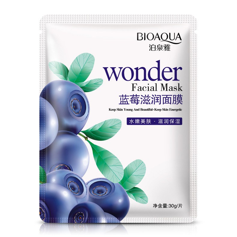 Lẻ 1 miếng mặt nạ dưỡng trắng da việt quất Bioaqua Wonder Facial Mask-W46-B03T1 | Thế Giới Skin Care