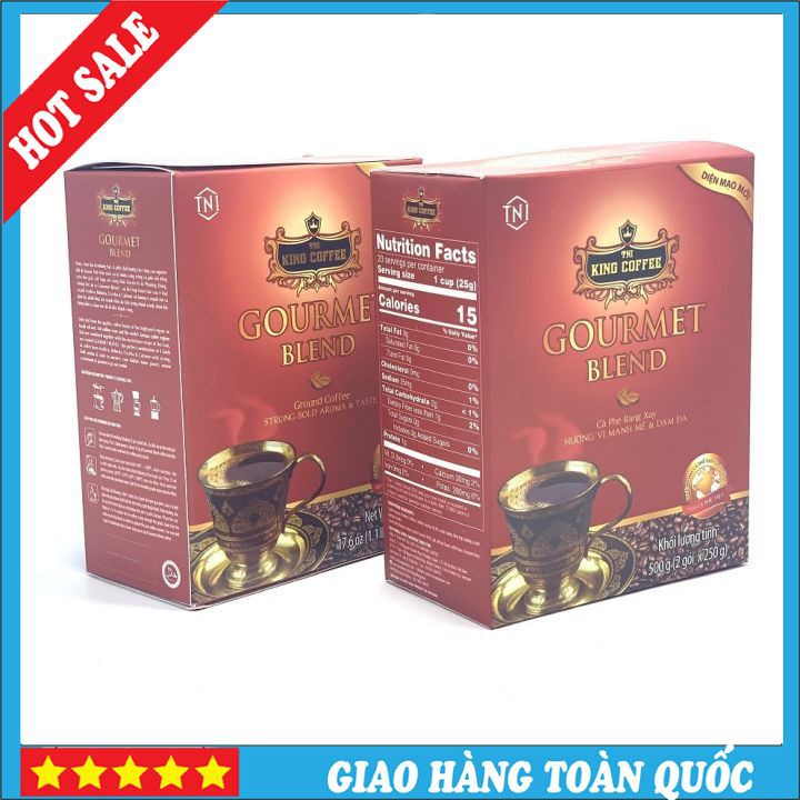 💕💕Combo 2 Hộp💕💕Cà Phê Rang Xay Gourmet Blend KING COFFEE - Hộp 500g Phối Trộn Từ 4 Loại Hạt Cao Cấp Arabica, Robusta, E