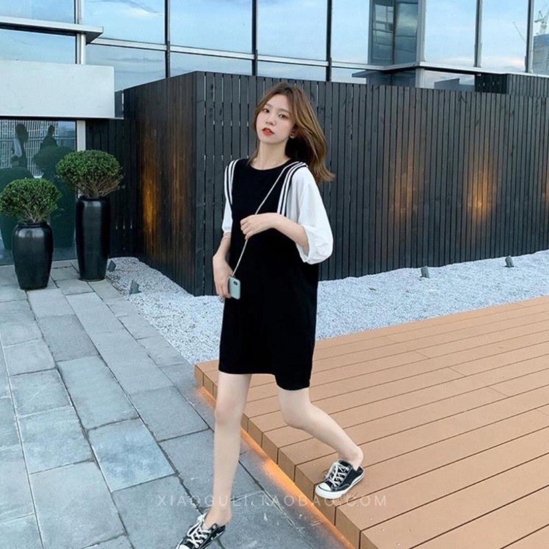 Váy bầu tay lỡ trẻ trung chất coton