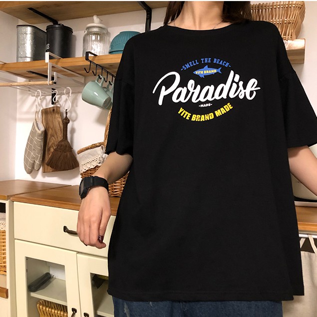 Áo thun tay lỡ  PARADISE  phông Unisex nam nữ tee oversize form rộng pull Ulzzang Streetwear Hàn Quốc vải mềm