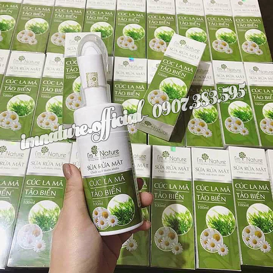 (+ Quà) Sữa Rửa Mặt I'M NATURE Cúc La Mã Tảo Biển - Đầu Cọ Silicon Ngừa Mụn Sáng Da Kiềm Dầu 100ml