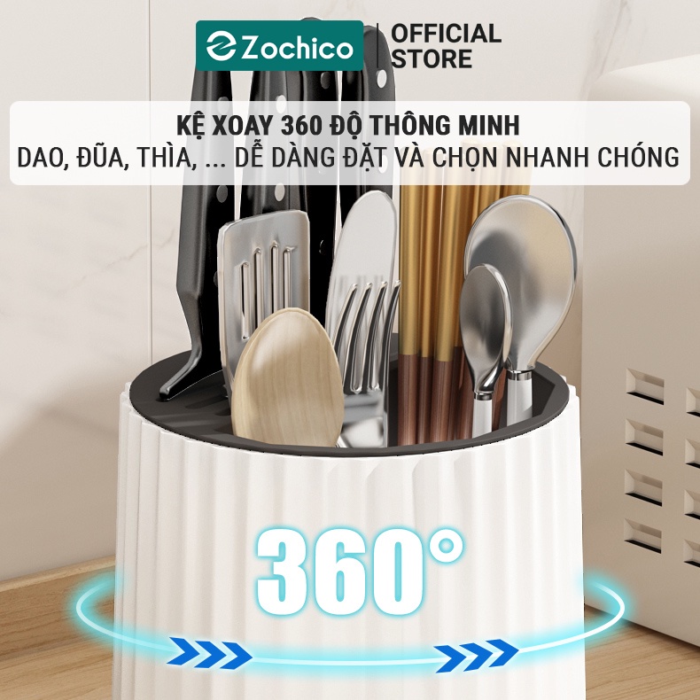 Kệ đựng dao muỗng đũa xoay 360 độ thông minh Zochico