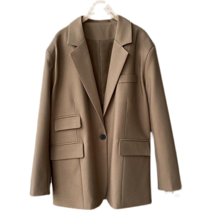 Embroidery design sense of suit jacket women's 2022 spring new advanced sense of leisure foreign style fried brown brown suit