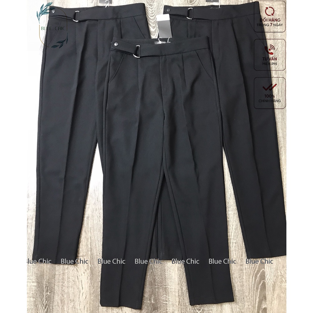 Quần baggy nữ Blue Chic cạp cao khuyên chữ D chất vải Vitex đồ công sở cao cấp form dáng chuẩn