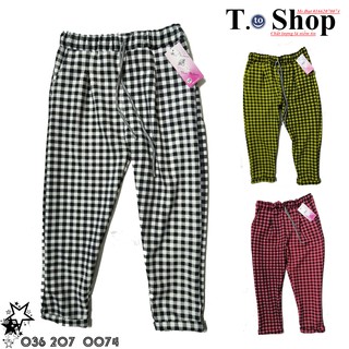 Quần Baggy nữ - kẻ caro gấp ly - nhiều màu - (ảnh + video thật)