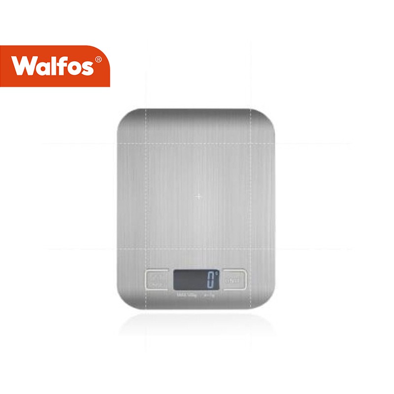 Cân thực phẩm kỹ thuật số Walfos bằng thép không gỉ với màn hình LCD (11lb / 5kg)