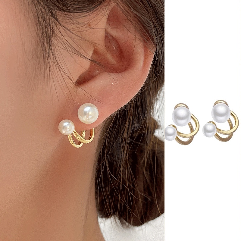 Đôi Khuyên Tai Đính Ngọc Trai Thời Trang Hàn Quốc