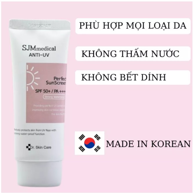Kem Chống Nắng Da Mặt SJM medical Hàn Quốc, Nâng Tone Da Thấm Nhanh, Dưỡng Trắng, SPF50+/PA++++