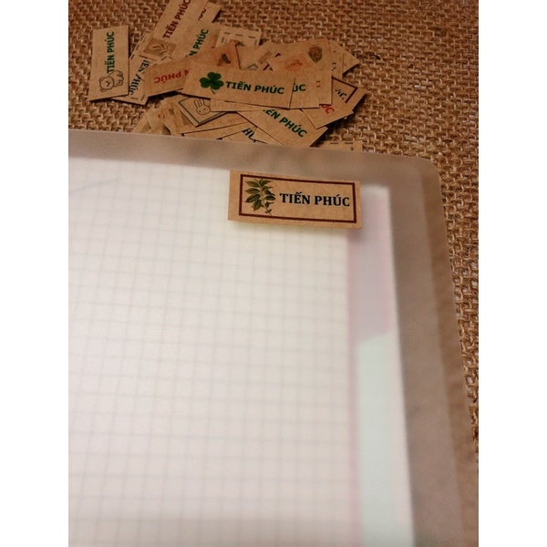 70 nhãn kraft nâu IN TÊN làm sticker trang trí bullet journal, name tag, planner (có nhận yêu cầu in tên)