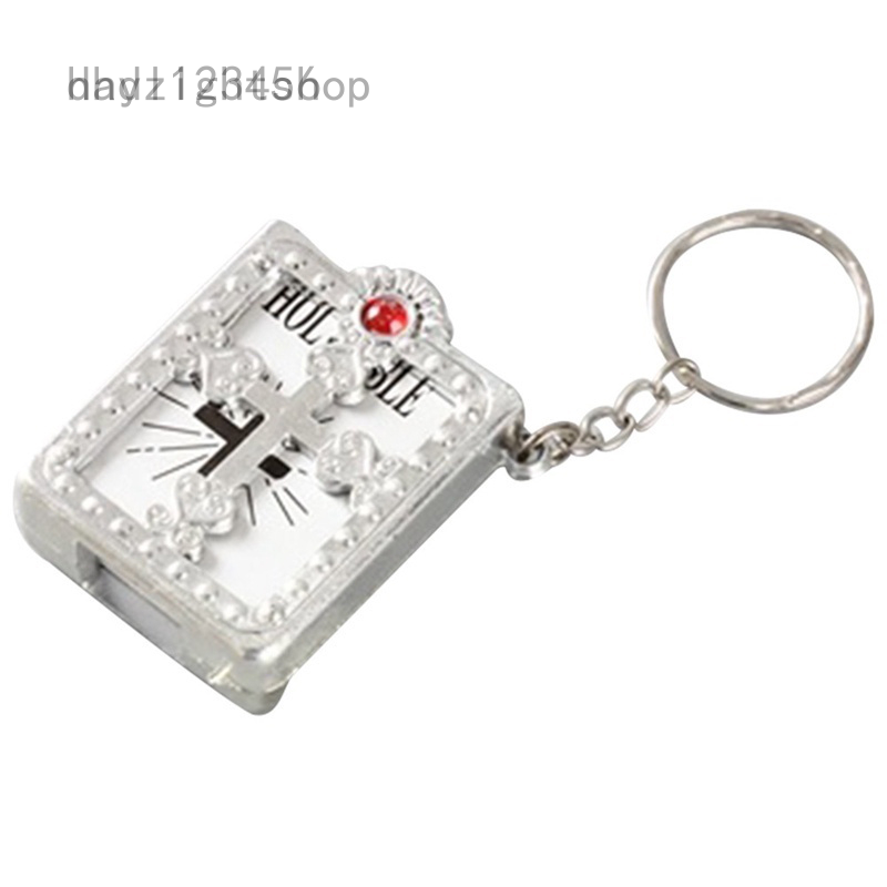 DL New Mini Bible Keychain English Holy Bible Religious Christian Jesus Book Cross