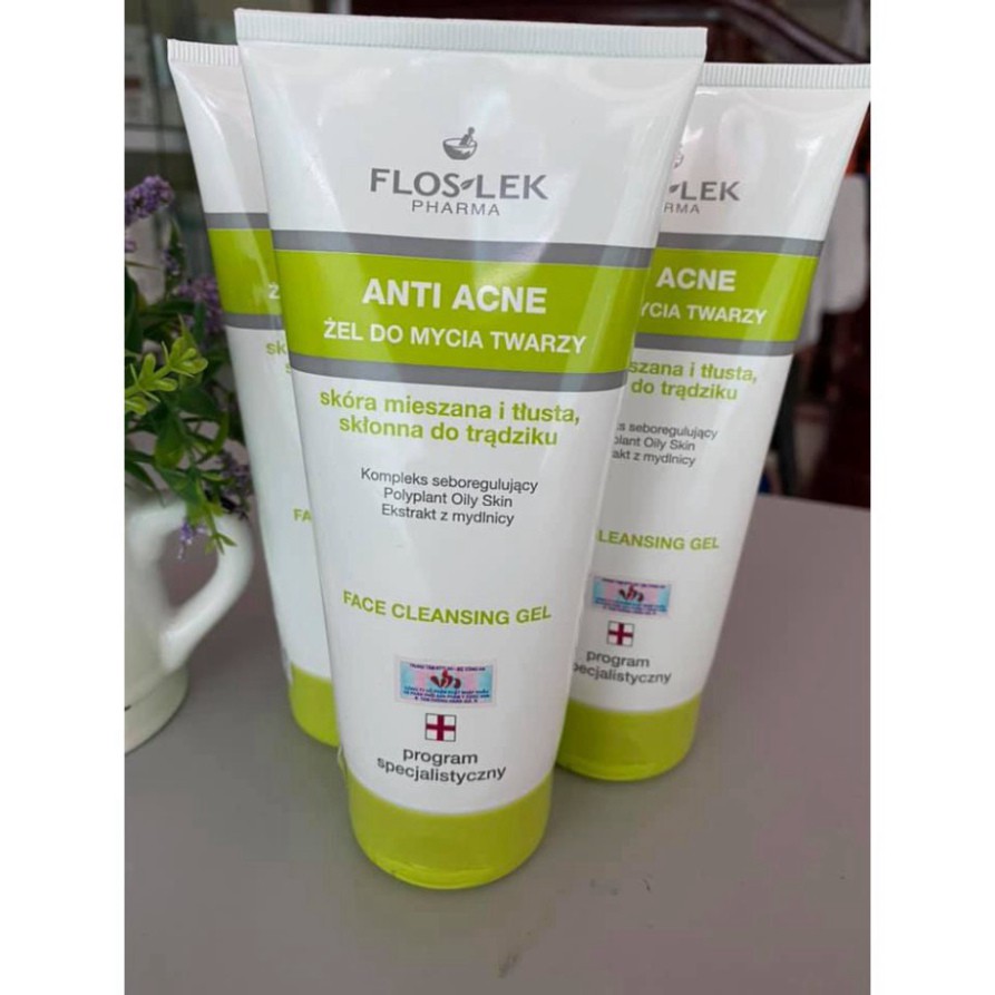 Floslek Sữa Rửa Mặt Dạng Gel Cho Da Nhờn Mụn Anti Acne Bacterial Face Cleansing Gel 125ml