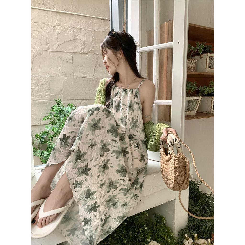 61809 Retro In Đầm Dây Dài / Áo Nịt Dài Tay