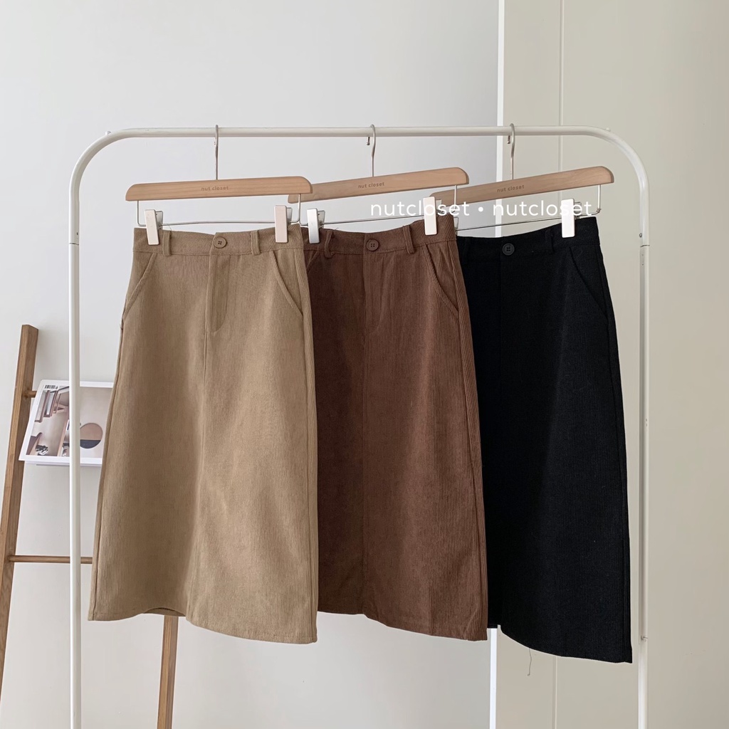 [Mã 2611THTRANG100K hoàn 10% xu đơn 99K] Chân váy dạ nhung dài 2 túi _ CV0054 | BigBuy360 - bigbuy360.vn