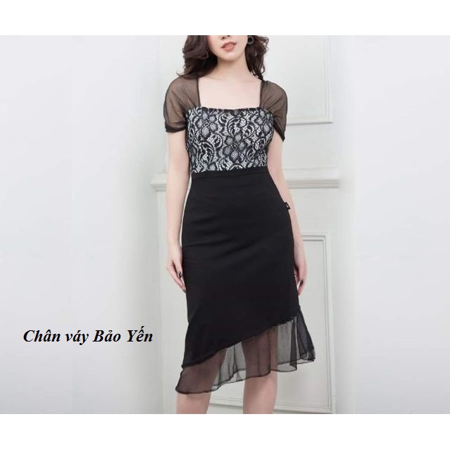 Chân váy đuôi cá voan lệch tà thanh lịch-M58