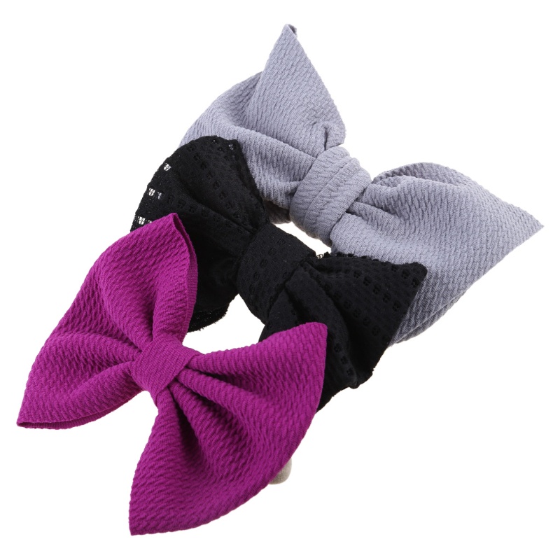 Set 3 Băng Đô Turban Thắt Nơ Bằng Nylon Mềm Co Giãn Màu Trơn Cho Bé Sơ Sinh