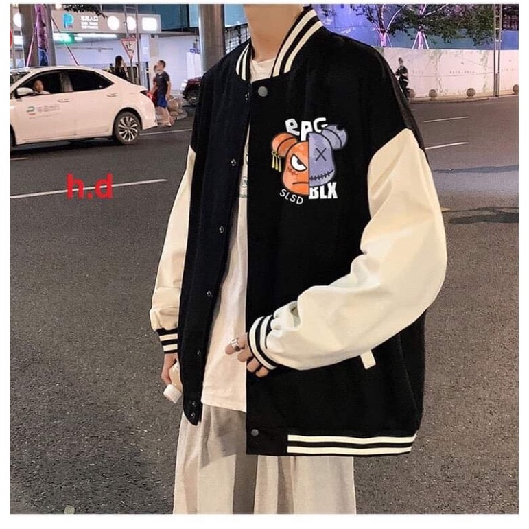 Áo Khoác Bomber Jacket rot tay lo go LS form thụng nam nữ unisex❤ Chất dù form &lt;55kg