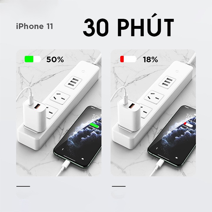 [Mã ELFLASH5 giảm 20K đơn 50K] Bộ sạc nhanh QC 3.0 PD 18W iPhone Remax RP-U37