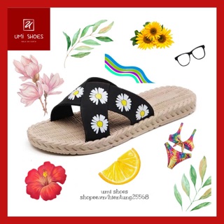 [HOT 2020] Dép nữ quai chéo bi/ hoa cúc dép lê đế bằng rửa nước đi mưa êm đi biển mùa hè trend mới xinh nhẹ nhàng