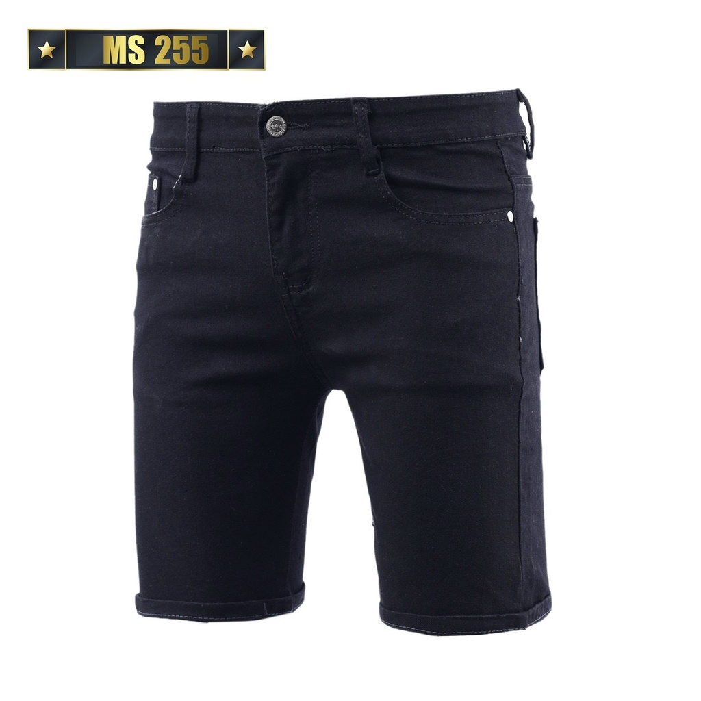 Quần short jean nam màu đen chất bò - quần short jean ngắn nam co giãn thời trang cao cấp Mimishop122 ms255