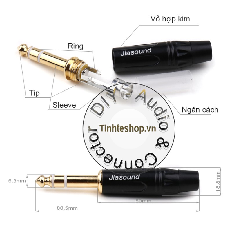 Đầu hàn cổng cắm audio 6.35mm 6.5mm cho Microphone Loa Amplifier Mono/Stereo gold 24K 814BG/815BG (1 chiếc)