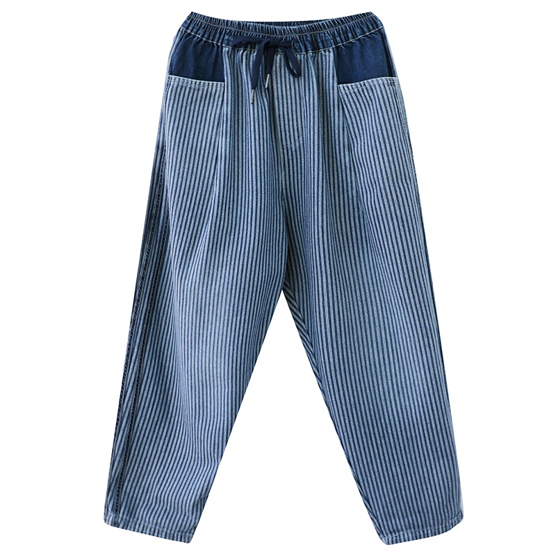 B277 Quần bò bigsize cạp chun kẻ sọc thời trang