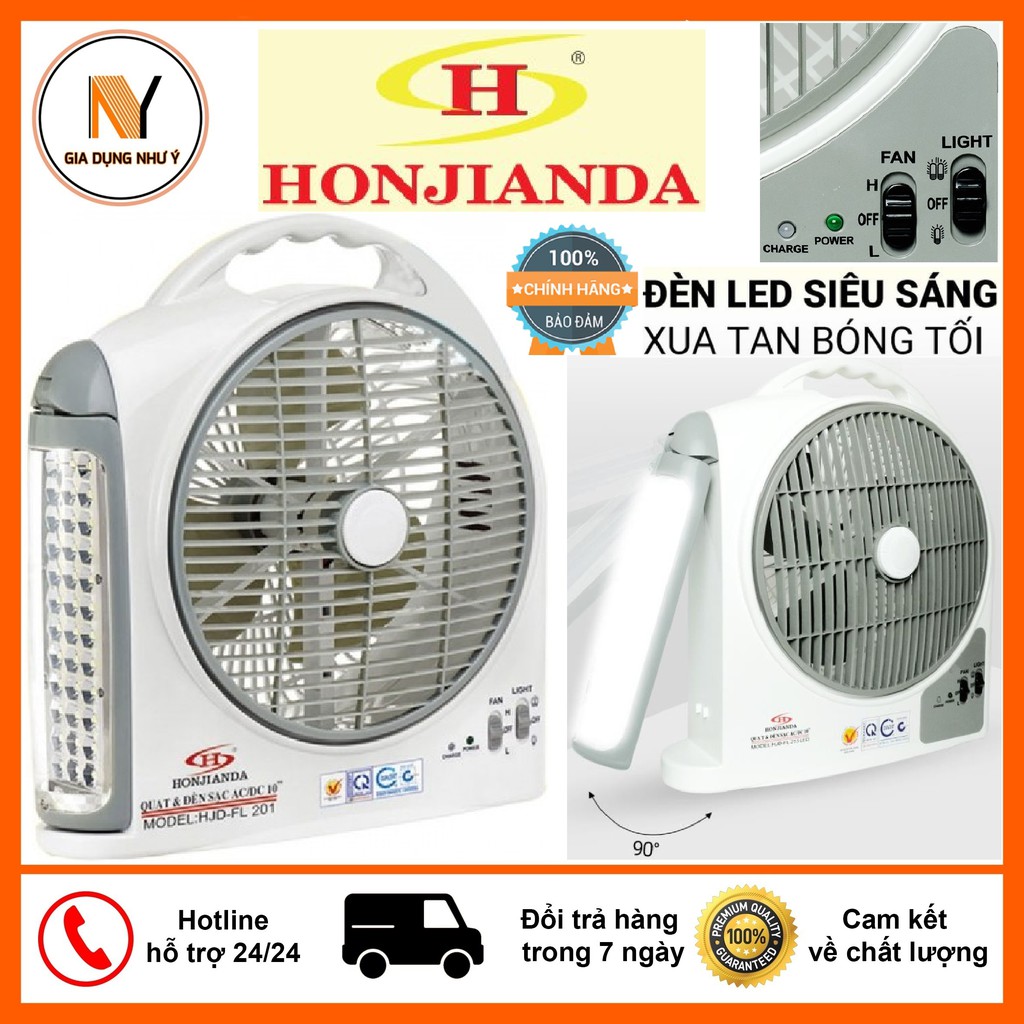 Quạt Tích Điện Honjianda HJD FL 213 Có Đèn Led, An Toàn Chất Lượng