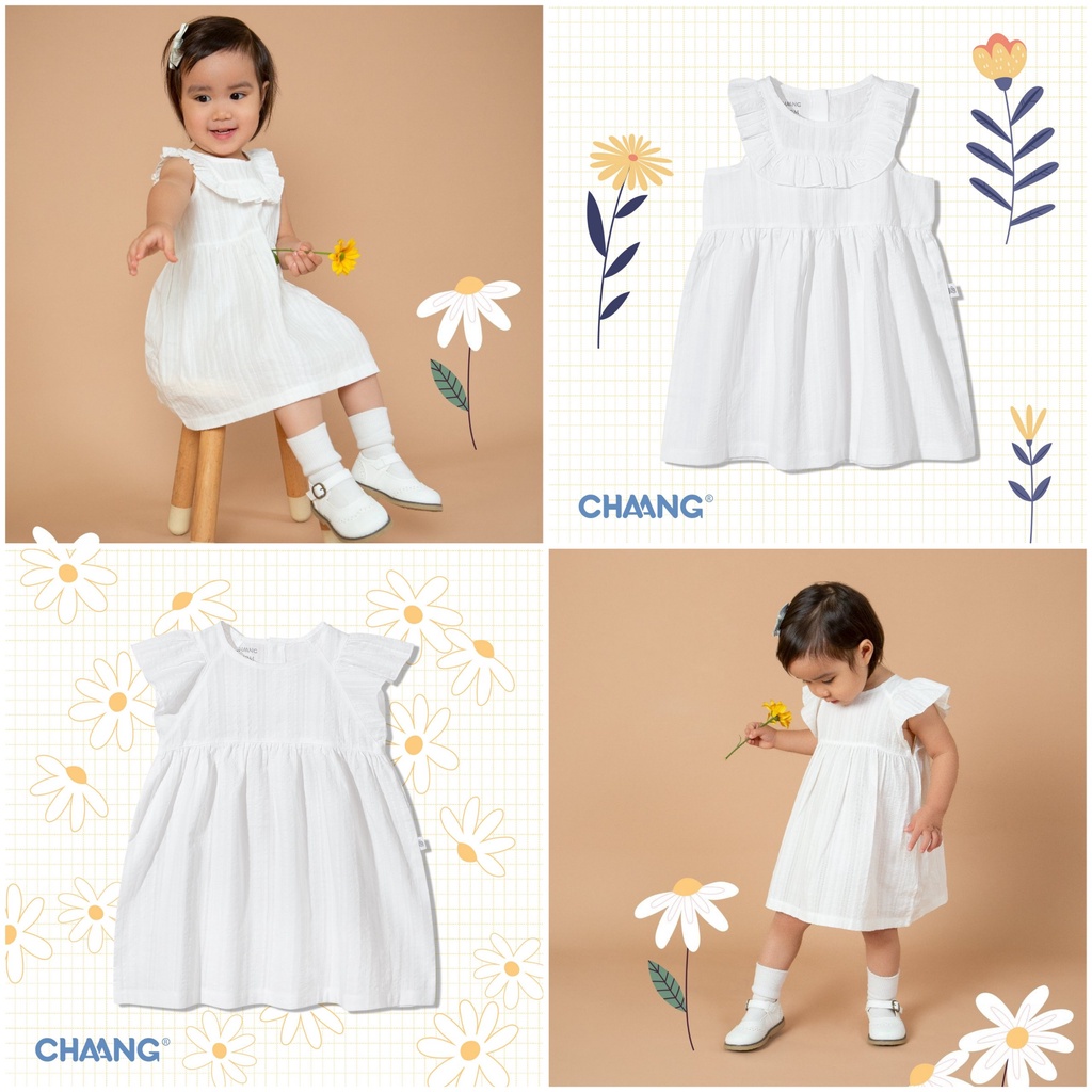 [CHÍNH HÃNG] Váy chất cotton summer trắng siêu mềm mịn bé gái Chaang