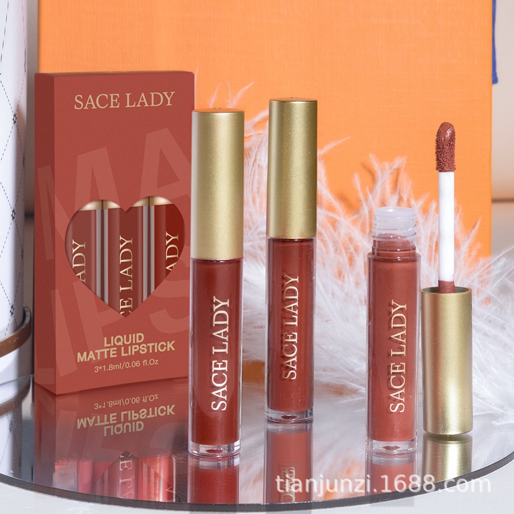 Set 3 Son Môi SACE LADY Chống Thấm Nước Và Chống Dính Cao Cấp