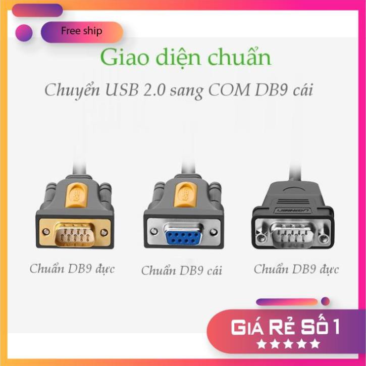 Cáp chuyển đổi USB sang Com RS232  dài 1,5m UGREEN 20201 - Hàng chính hãng bảo hành 18 tháng