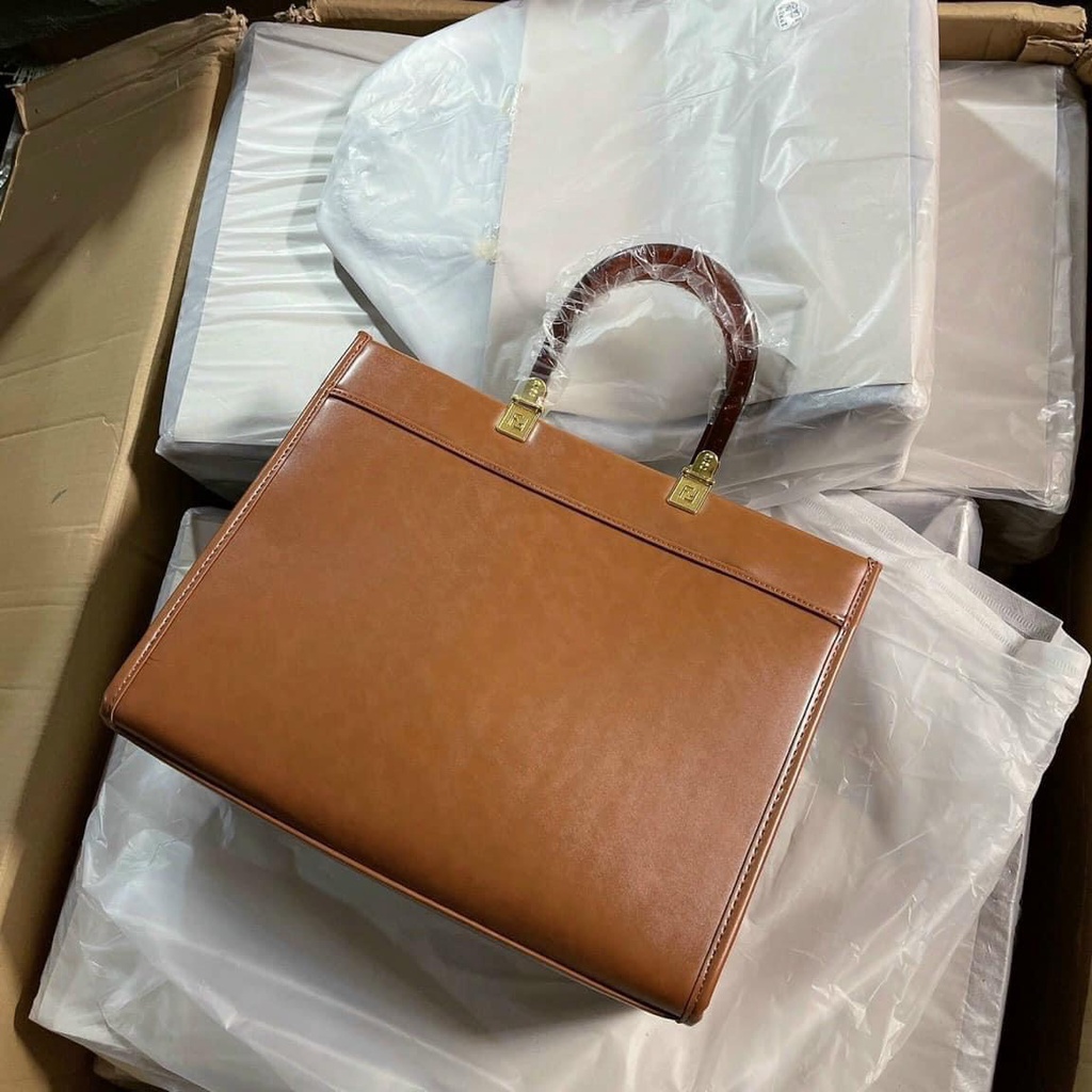 Túi Xách Nữ Công Sở Da Trơn Bản To Fen  Di Phối Màu Hiện Đại Phong Cách Preppy Cầm Tay