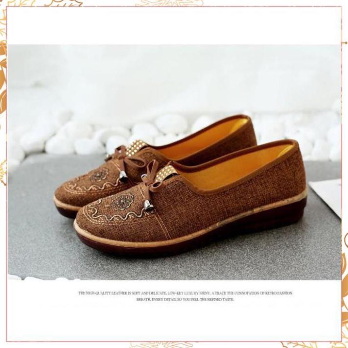 Giày búp bê, giày lười, giày đế bằng nữ thoáng khí đế cao su êm ái phong cách Hàn Quốc HKM001