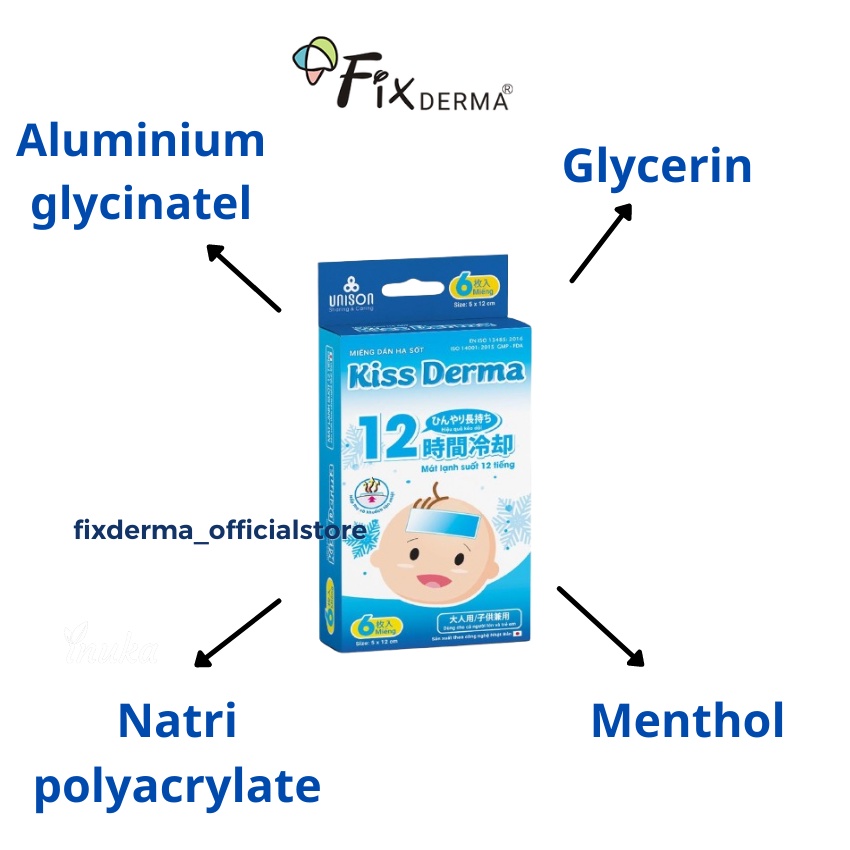 Miếng dán hạ sốt cho bé giảm đau hạ nhiệt cho người lớn Kiss Derma  Fixderma Chính Hãng