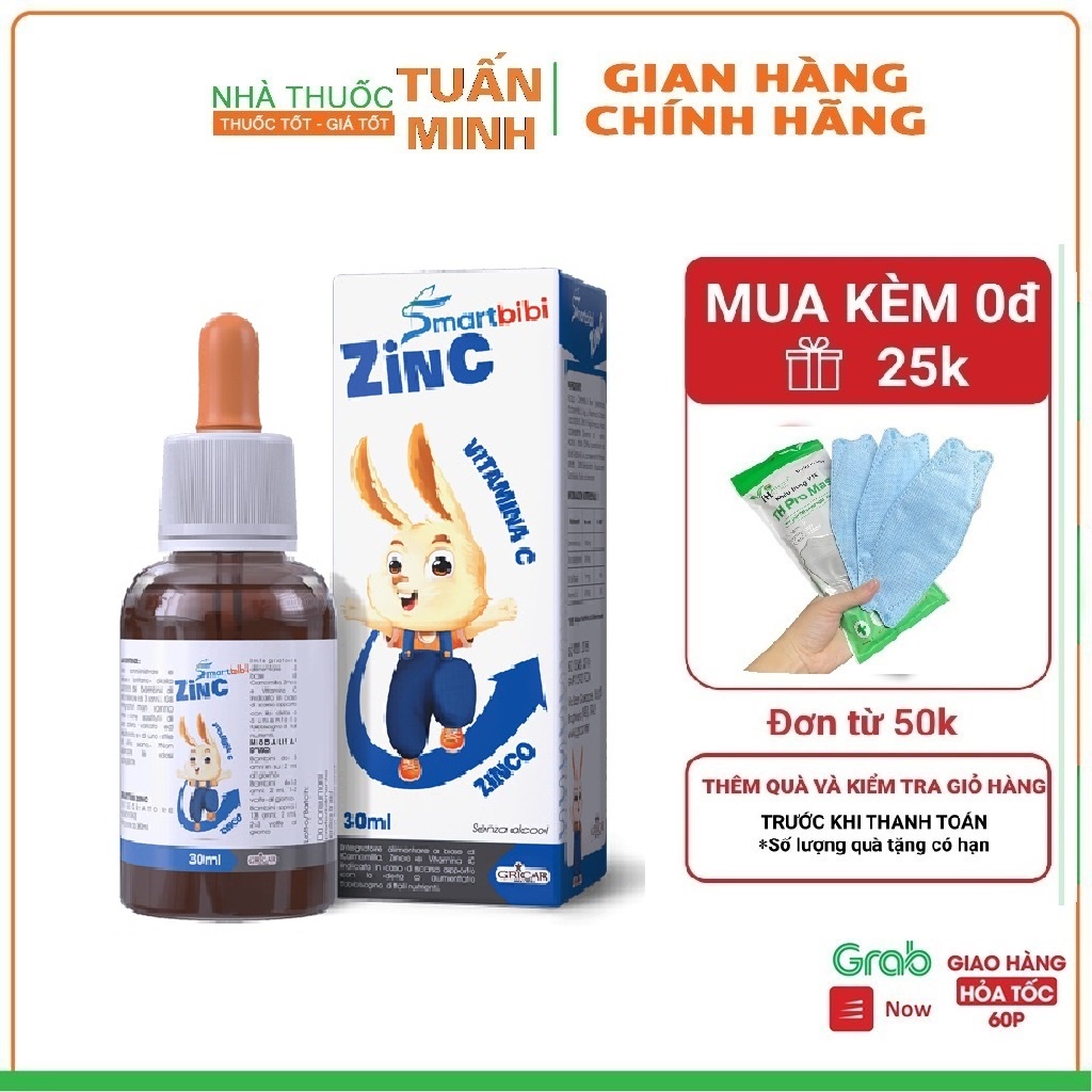 Smartbibi ZinC - bổ sung kẽm hữu cơ, vitamin C giúp trẻ tiêu hóa tốt, tăng sức đề kháng