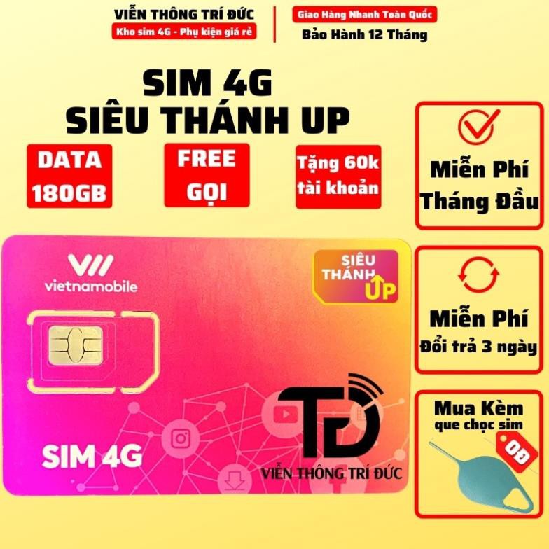 Thánh Sim 4G Vietnamobile Siêu Thánh Up & Trọn Đời Có 6Gb/Ngày - Gọi Miễn Phí - Không Giới Hạn Dung Lượng-Giá Siêu Rẻ