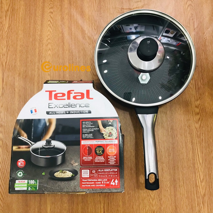 Chảo Tefal G26932 Excellence Schmorpfanne 24cm [Nhập Đức - Kèm nắp kính]